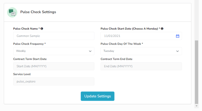 An image showing the Pulse Check Settings section.